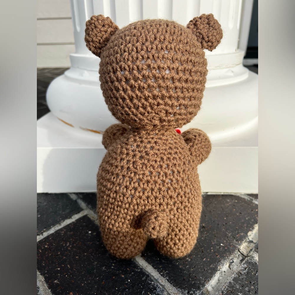 Hand Crocheted Honey the Valentine’s Day Bear Stuffed Animal Plushie! - Picture 9 of 13